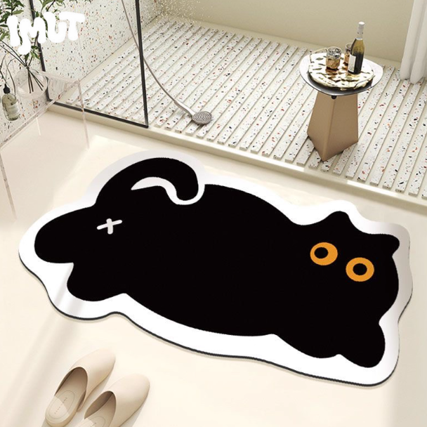 Black Cat Quick-Dry Bathroom Mat